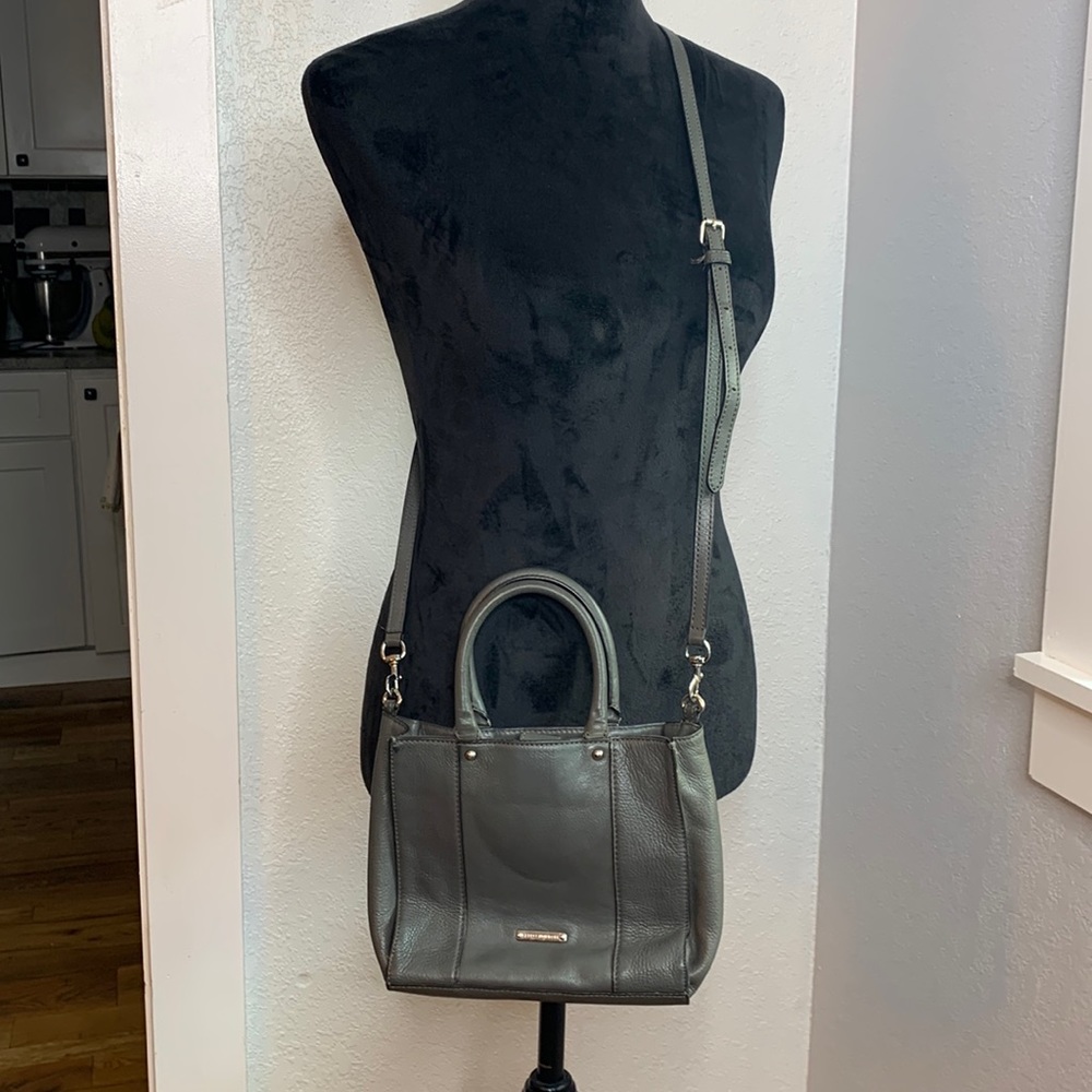 Rebecca Minkoff dark grey leather crossbody top handle purse bag